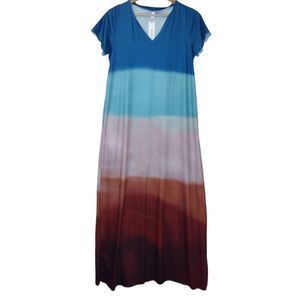 Cotton Knit Ombre Tye dye Knit Tee shirt Dress by Order Plus Size Large